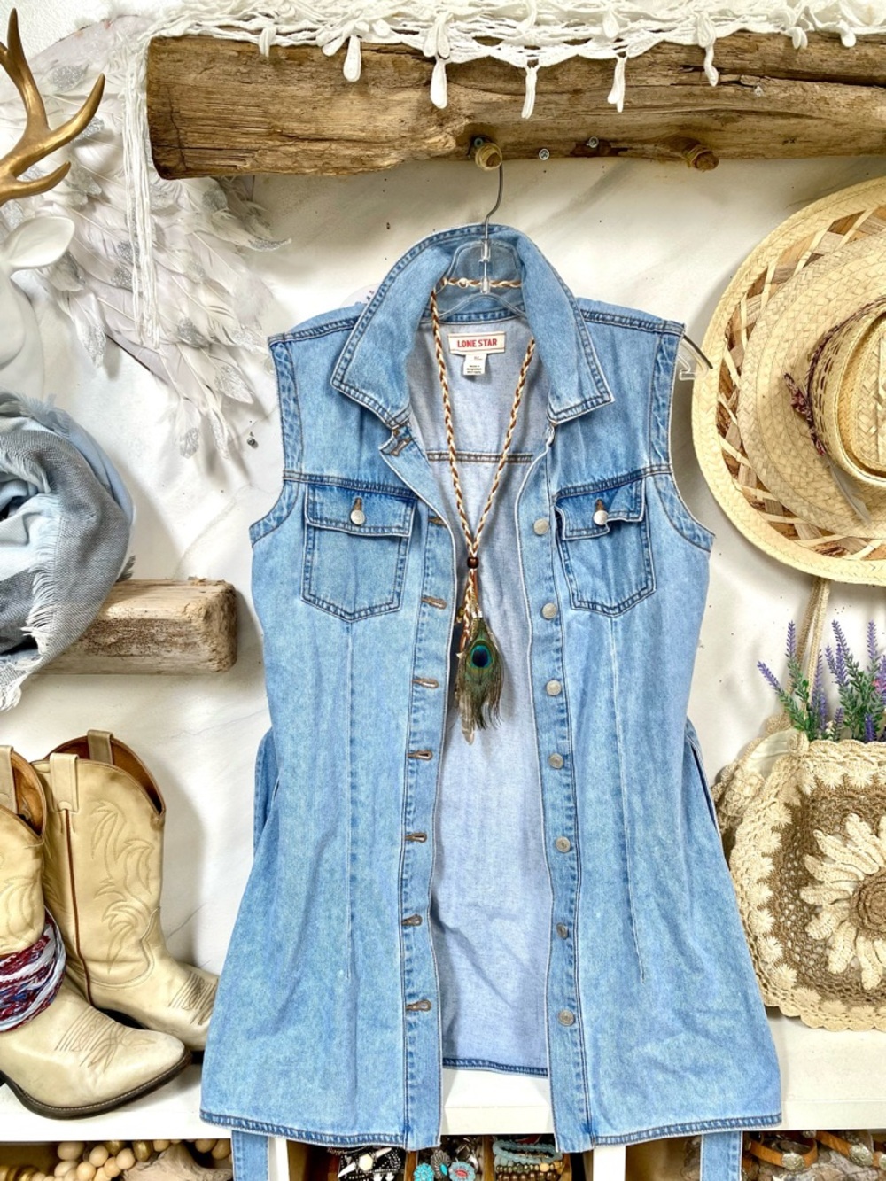 Denim/jean dress w southwestern YTK retro vibe